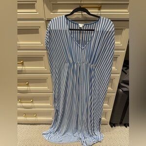 Lake Pajamas Blue and White Striped Maxi Dress/Caftan